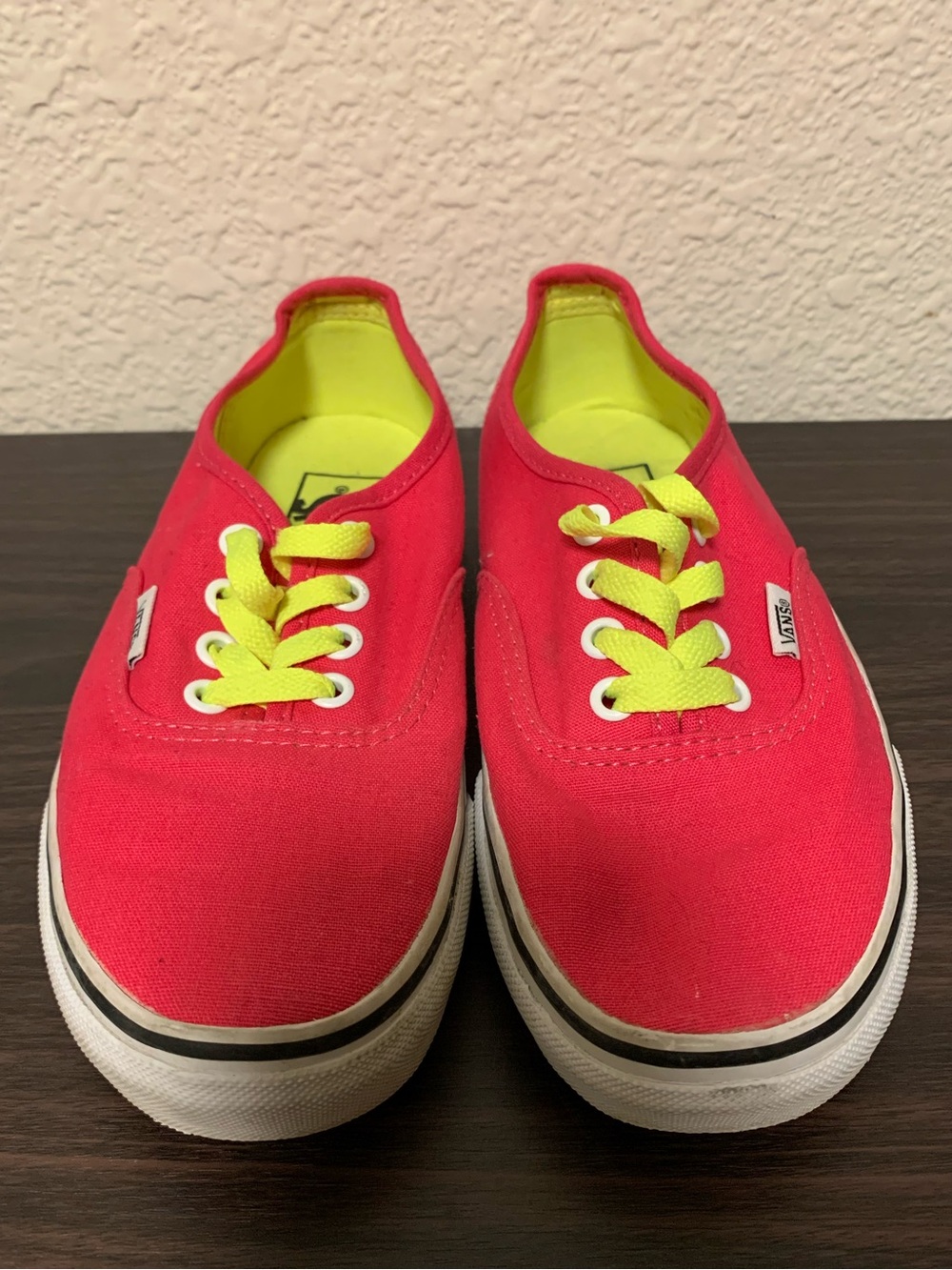 Vans Hot Pink Canvas Sneakers with Neon Yellow Laces